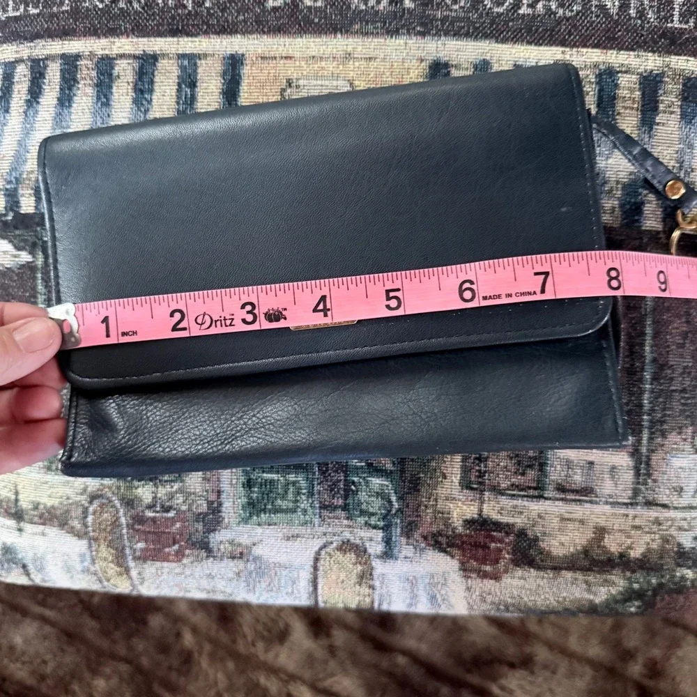 Vintage Diamicci‎ Designs Navy Blue Genuine Leather Wallet Clutch Organizer